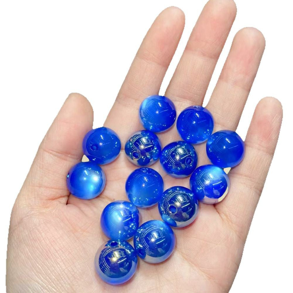 Wholesale 16MM 50PCS/Pack resin optical gold plated cat's eye straight hole beads DIY mobile phone chain key chain bag chain jewelry accessories